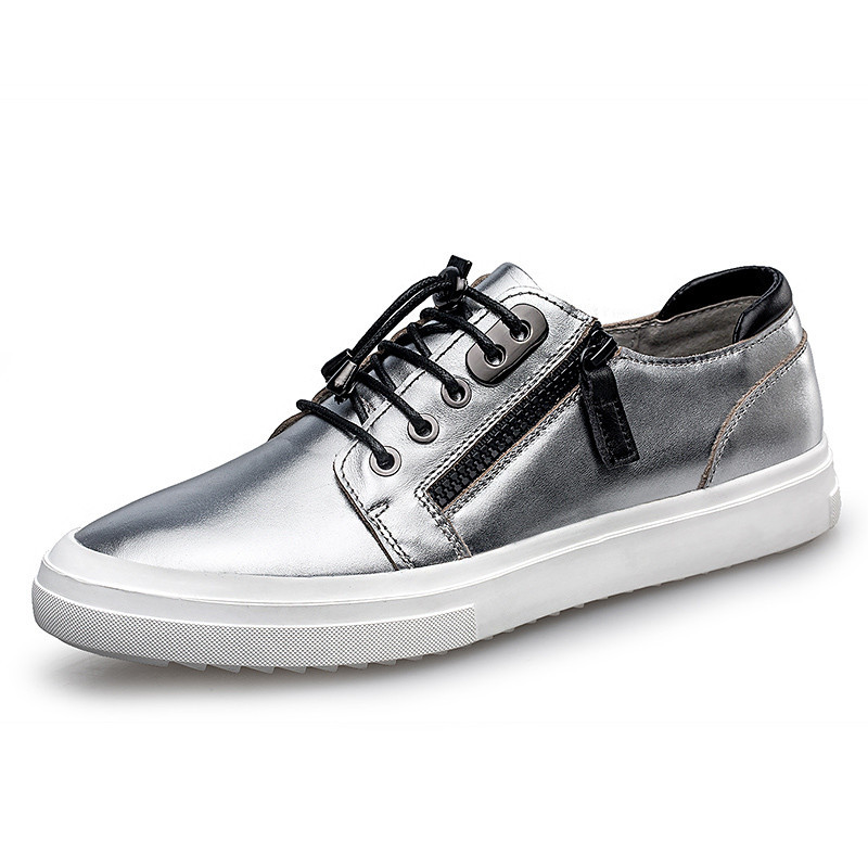 香港骆驼2017春秋新款男士板鞋韩版时尚百搭运动跑鞋休闲板鞋潮流驾车鞋 HK17-ay系带 银色 43