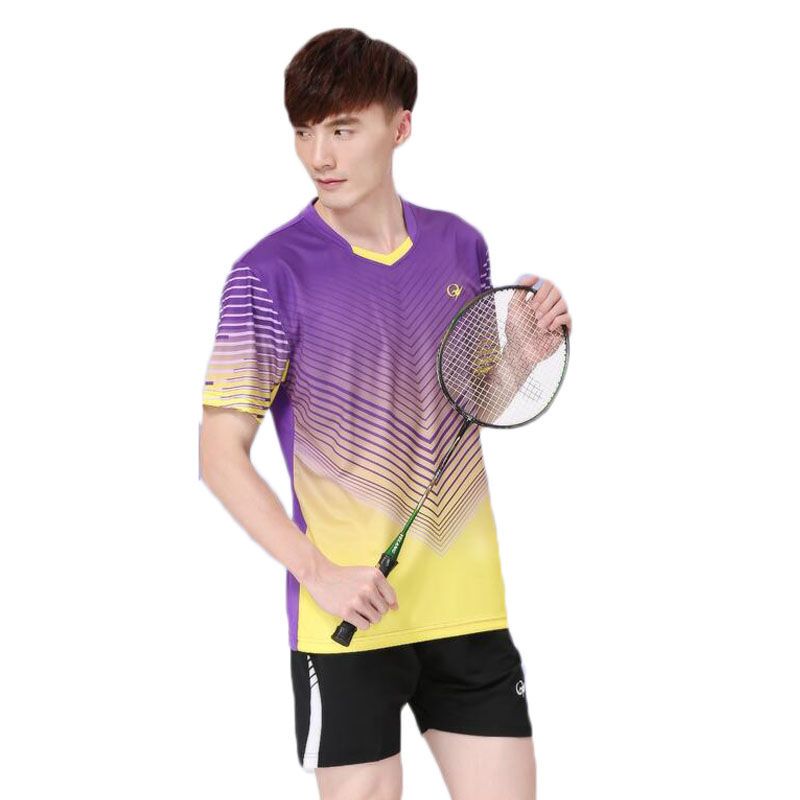嘟嘟美倍尔 羽毛球服套装情侣羽毛球服男女运动服速干透气羽毛球短袖套装 7RYI7 女款L V纹紫色情侣款