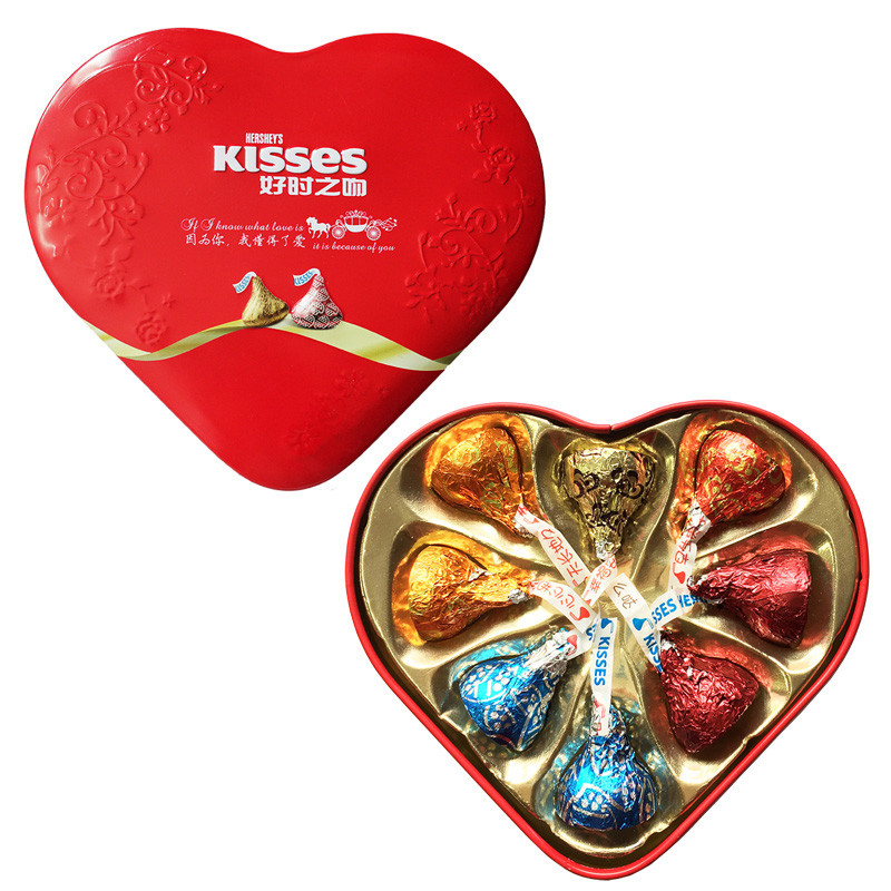 Hershey’s/好时巧克力 好时之吻巧克力8粒 铁盒礼盒装 喜糖成品 心形红色款