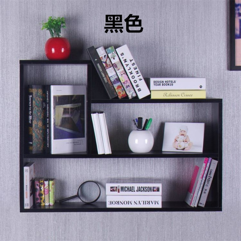 淮木（HUAIMU）创意墙上置物架壁挂墙架吊柜挂柜壁柜储物柜浴室柜墙柜书架书柜子 80长60宽15深-黑色