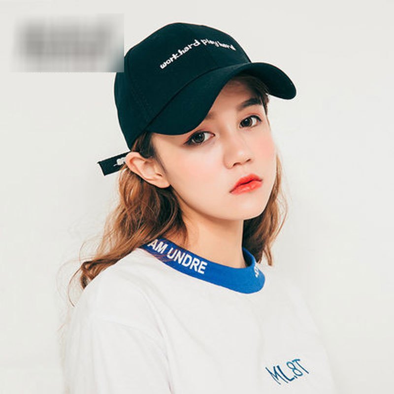 2017春夏新品时尚百搭休闲潮流韩版帽子女春夏刺绣棒球帽休闲百搭情侣鸭舌帽学生帽子青年时尚街头帽女生帽子 workhard黑色