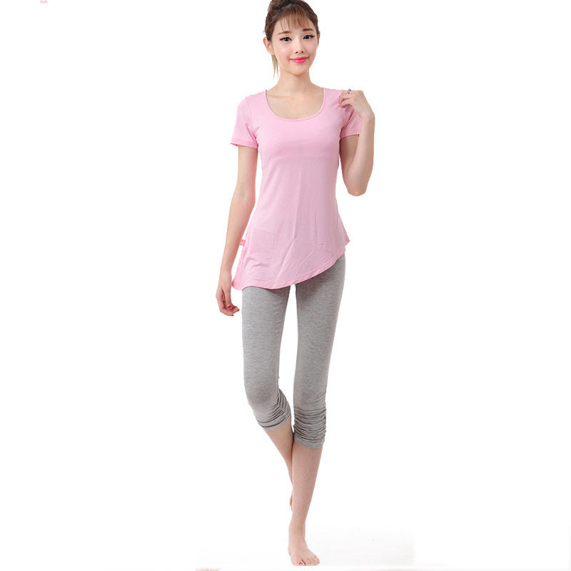 嘟嘟美倍尔 夏季款瑜伽服女套装健身舞蹈瑜珈居家服户外运动瑜伽舞蹈8930 玫瑰红色