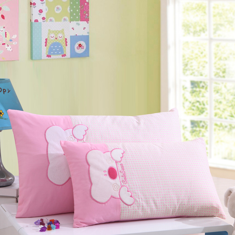 沿蔻 学生儿童成人枕芯枕头 可水洗羽丝绒枕 40X60CM 乖乖熊-粉