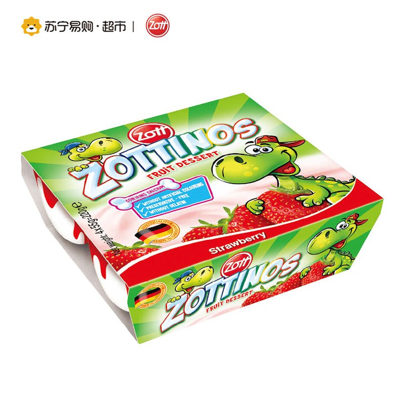 【苏宁易购超市】zott卓德热处理风味发酵乳 （草莓味）55g*24杯德国进口酸奶