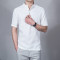 【惠】2017夏装新款修身大纯色短袖衬衫男麻料衬衣男立领大码M081491057795814 4XL 白色