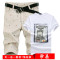 【惠】买裤送衣服201夏装新款男士短裤+莱卡T恤一套D67-3131491057681077 5XL+46 酒红裤+白衣