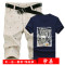 【惠】买裤送衣服201夏装新款男士短裤+莱卡T恤一套D67-3131491057681077 5XL+46 酒红裤+白衣