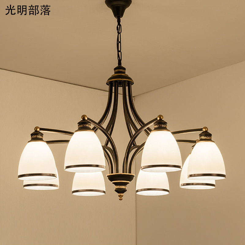 GMBL光明部落美式北欧led吊灯欧式客厅灯卧室灯餐厅灯简约大气灯具铁艺个性创意儿童灯书房灯饰 8头赠LED白光灯泡