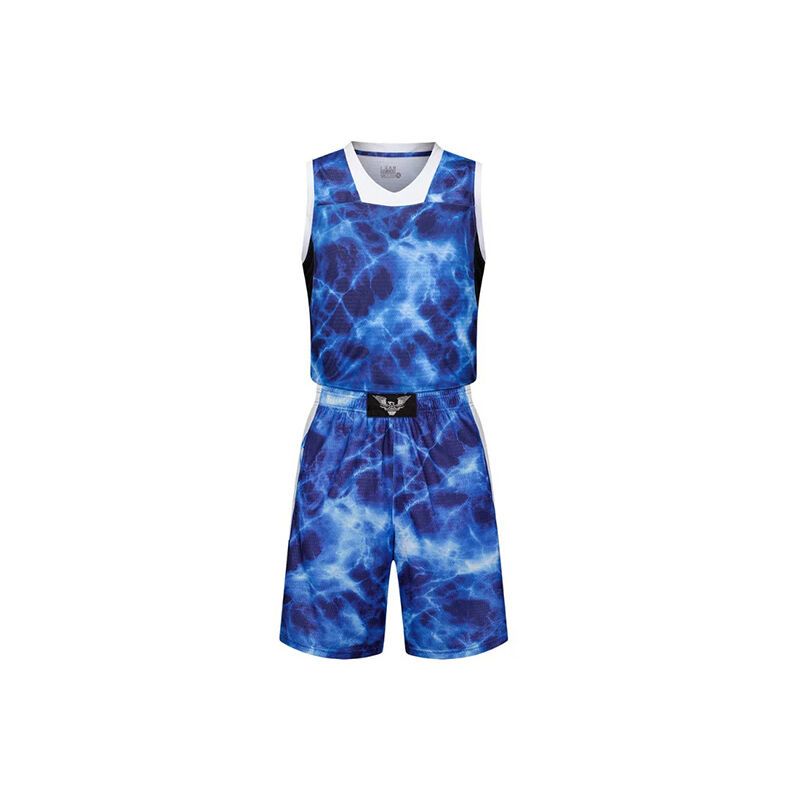 嘟嘟美倍尔 篮球服套装男迷彩训练服运动服透气速干球衣背心 1857蓝色有口袋