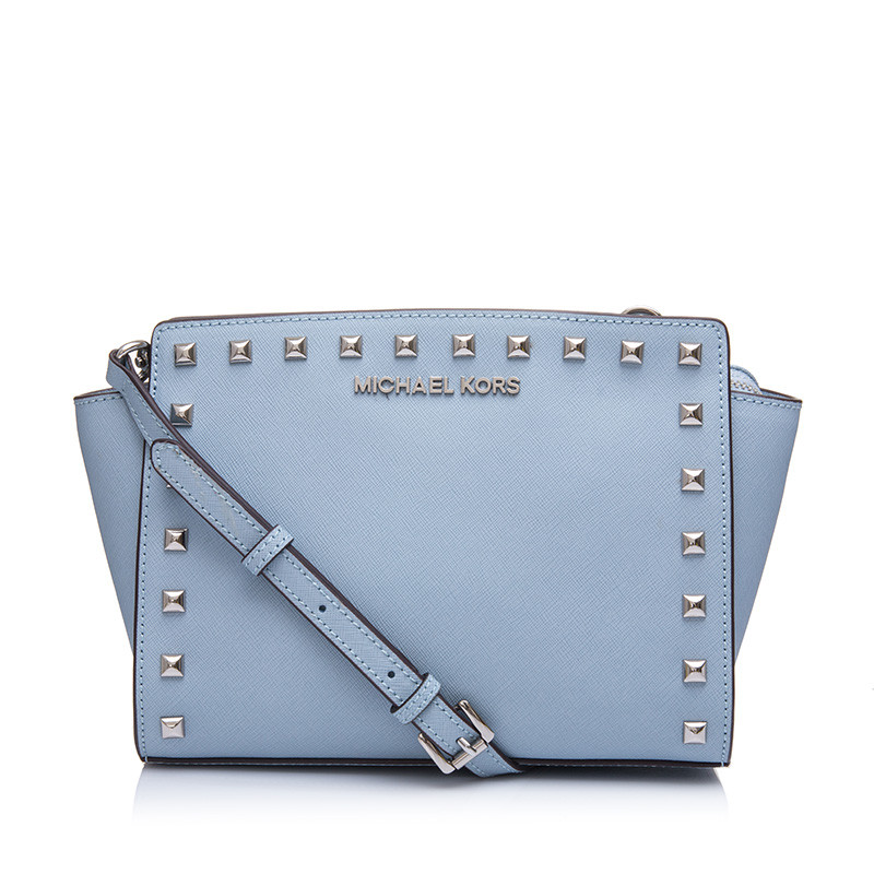 迈克·科尔斯(Michael Kors/MK)女包 小号笑脸包耳朵包铆钉包 单肩包 女 30T3GSMM2L 冰蓝银五金