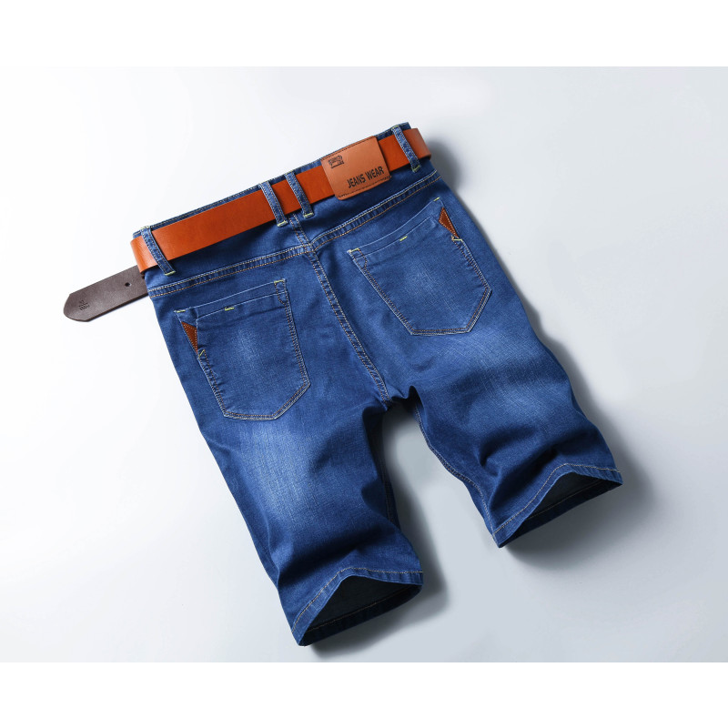 吉普战车男士牛仔中裤短裤弹力修身直筒牛仔裤男FX.5 28(2尺1) 棉弹蓝色1003（五分裤）