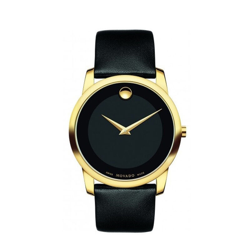 摩凡陀(Movado)博物馆系列 时尚瑞士品牌男士圆盘皮表带石英表 男 0606880 0606876