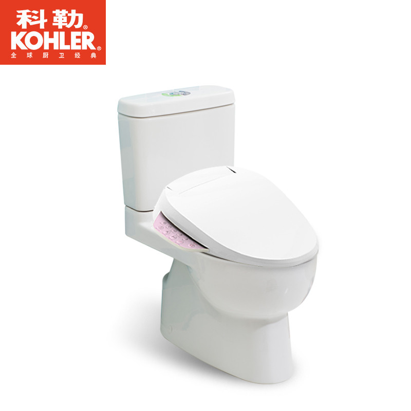 科勒KOHLER智能坐便器 五级旋风马桶 智能马桶盖板套装 马桶7784+玫瑰金盖板77284 包送货安装需另购马桶安装三件套 400MM