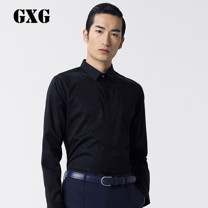 GXG[新尚]男装热卖 男士休闲斯文长袖衬衫/时尚镶钻衬衣51103080/B17-19-A1