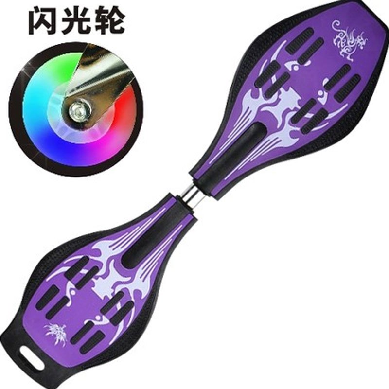 2017新品可爱简约印花活力板游龙板蛇二轮滑板两轮儿童滑板车成人2轮闪光小孩子滑板休闲误乐多款多色可选 紫黑色闪光轮