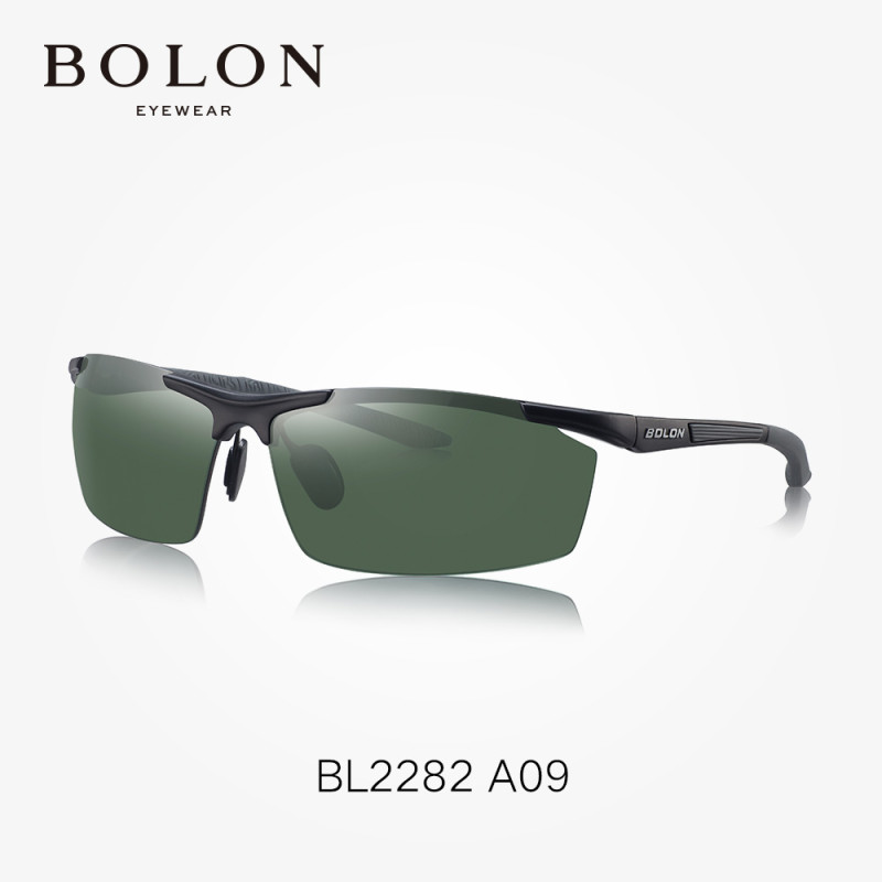 Bolon暴龙太阳镜男士运动司机镜开车墨镜时尚高清偏光太阳眼镜 A09镜框砂黑/镜片绿片