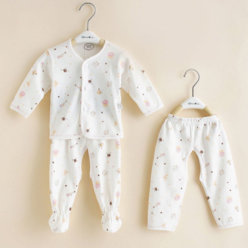 和尚服 新生儿衣服0-3月春秋夏季薄款初生婴儿宝宝内衣套装2017新品可爱卡通简约休闲小清新印花内衣夏天 59cm(59cm【新生儿】) 扣子款-蚂蚁粉2029