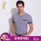 Ferrante费兰特夏装新品男士休闲条纹棉质短袖翻领T恤7028-50 185/54/XXL 蓝色