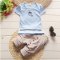 2017新品可爱卡通男女宝宝夏装童装男童夏季衣服新款女1-2-3-4岁迷彩卡通儿童短袖套装夏天 90cm(90cm建议身高75-85CM)) 泼墨五星@蓝