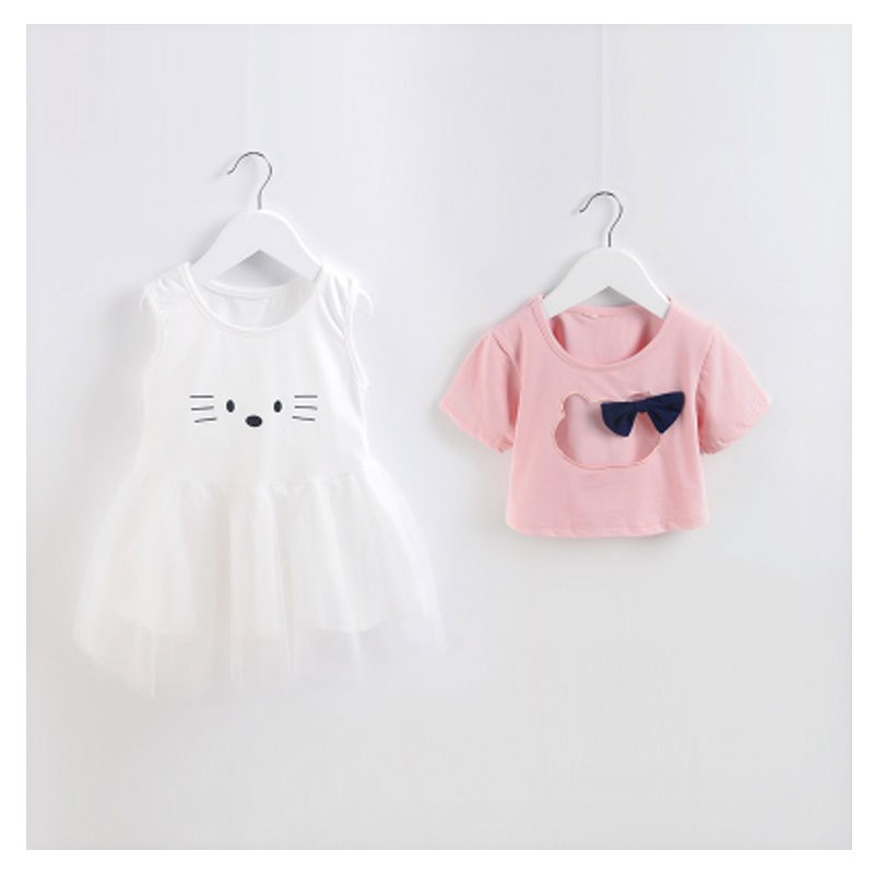 2017新品可爱简约休闲小猪佩奇童装衣服两岁女宝宝夏装2新款佩琪套装3儿童短袖t恤夏季4小孩子套装 80cm KT裙