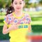女童运动套装夏装 中大童儿童短袖套装女2017夏季新款童装两件套可爱卡通简约小清新多款可选套装夏天 130cm(130cm(建议身高120-130)) (缤纷夏花)柠檬黄