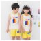 2017新品夏季可爱卡通儿童背心套装男童女童无袖背心小孩宝宝运动中大童短裤套装夏简约休闲夏天背心 90cm(55码身高90cm以内 白色猫咪