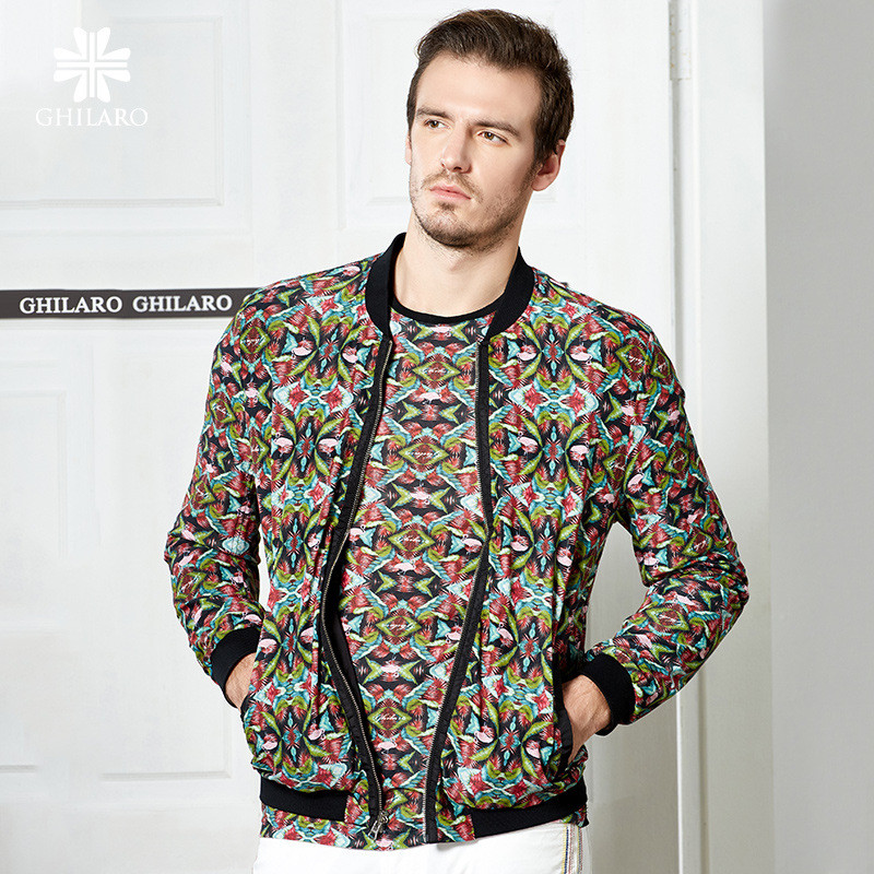 GHILARO/古劳吉那诺春季新品两面穿印花个性轻薄夹克服潮3508-70 185/54/XXL 黑色