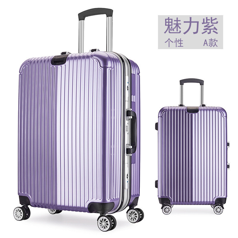 新款铝镁合金旅行箱学生20托运箱万向轮行李箱批发男女 28寸 镜面款-魅力紫