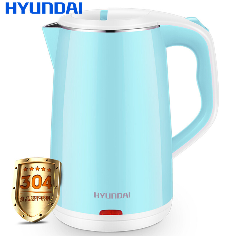 HYUNDAI（现代）QC-SH1818D电热水壶 304不锈钢电水壶 双层防烫保温烧水壶