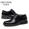 ORCCISEM奥驰森男鞋2019新款男士休闲鞋尖头系带布洛克商务正装皮鞋单鞋英伦黑色小皮鞋 黑色 42码