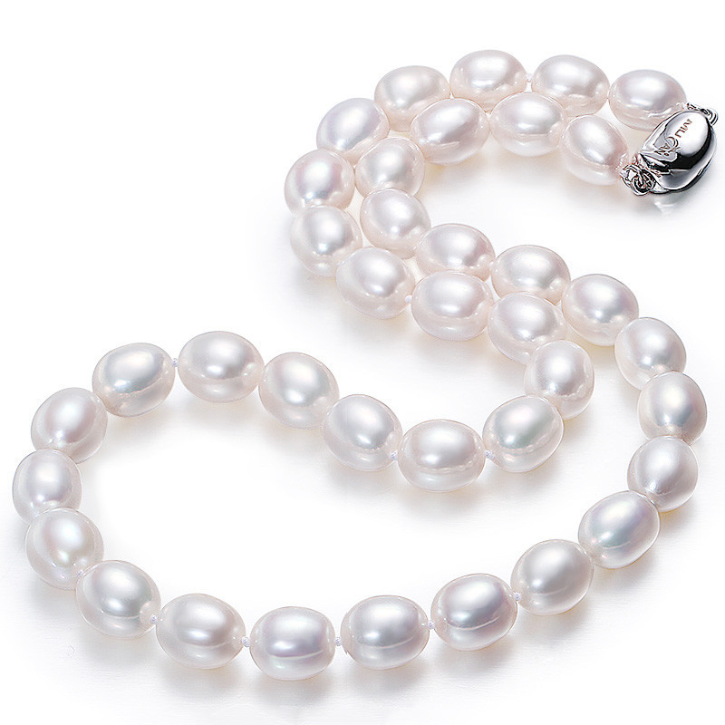 帛兰梓韵 淡水珍珠项链7-8MM米形珍珠项链微瑕珍珠项链母情节送妈妈 7-8mm白色米形珍珠