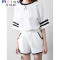 Mtiny夏季韩版短袖休闲运动套装女学生闺蜜姐妹服宽松短裤两件套潮 L 白色【短袖+短裤】