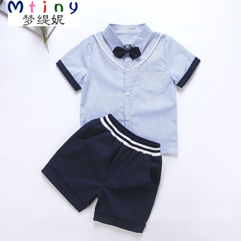 Mtiny幼儿园园服夏装新款英伦风校服套装小学生夏季班服中大童二件 140cm(140cm大量现货，全棉面料，支持定做) 蓝色（男）