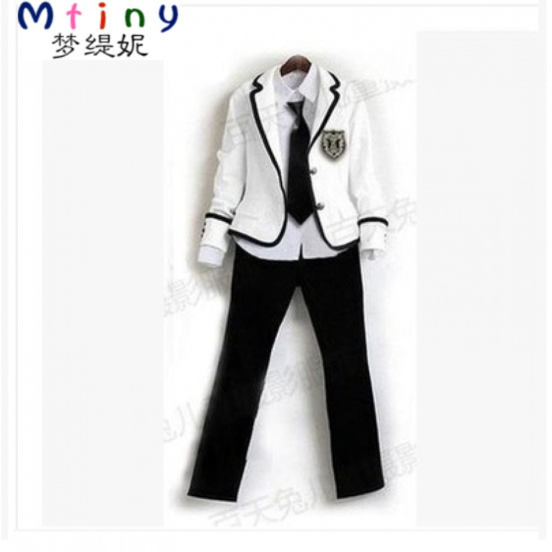 Mtiny英伦学院风学生校服套装日本水手服jk制服裙韩版韩国高中女学生服 M【155】 男白上衣+黑裤子+衬衣领带胸章