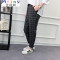 Mtiny春夏季新款韩版九分裤女哈伦裤格子休闲小脚裤女长裤薄 XXXL 黑白格子