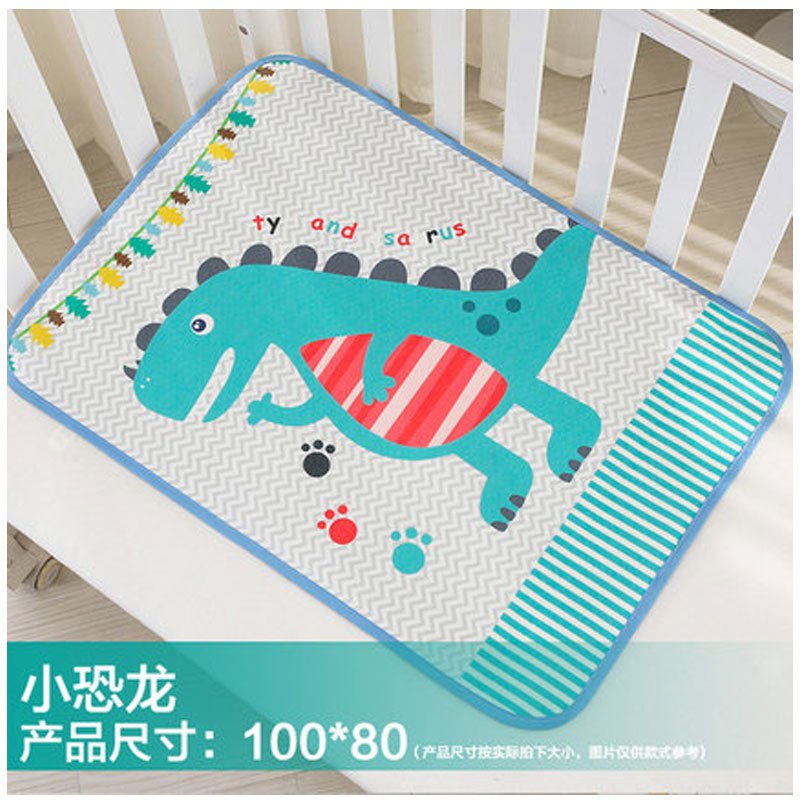 2017新品夏季婴儿隔尿垫防水可洗大号新生儿童防漏床垫宝宝用品透气尿垫可爱简约小清新多款多色可选 小恐龙100*80