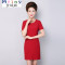 Mtiny中年女夏T恤妈妈装夏装短袖连衣裙30-40岁中老年人春装打底衫女装 XL【参考95-110斤】 红色短袖