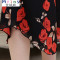 Mtiny中老年女装半袖T恤上衣雪纺套装女夏两件套中年妈妈装40岁50裙子 XXXL A713红色