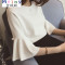 Mtiny【天天特价】宽松百搭雪纺衫短袖蕾丝衫假两件蕾丝打底上衣女潮_7_2_9_4 2XL 白色【903款】