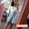 Mtiny2017韩版女装排扣高腰牛仔短裙女夏半身裙A字裙伞裙牛仔包臀裙夏 S 深蓝色