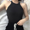 2017款】港味复古chic风吊带背心女短款百搭打底内搭小背心女抹胸运动衫 均码 001黑色