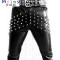 Mtiny摇滚朋克乐队DJ男歌手演出服 非主流时尚铆钉皮衣 发型师外套装男 XL 黑色1百搭铆钉皮裤