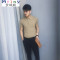 Mtiny韩国夏装简约时尚针织冰丝短袖T恤男翻领 韩版修身polo衫男短袖 L 驼色