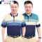 Mtiny夏季冰丝短袖T恤男中年翻领条纹polo爸爸装针织衫老年人半袖上衣 XXL D2-33黄色