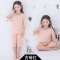 2017新品夏季儿童睡衣女男童3小孩5夏天7薄款短袖套装9周岁中大童男孩简约小清新多款多色可选 140cm 古砖红【七分袖