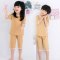 2017新品夏季儿童睡衣女男童3小孩5夏天7薄款短袖套装9周岁中大童男孩简约小清新多款多色可选 110cm 古绿印花【短袖款】