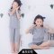 2017新品夏季儿童睡衣女男童3小孩5夏天7薄款短袖套装9周岁中大童男孩简约小清新多款多色可选 90cm 古绿印花【短袖款】
