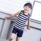2017新品夏季男童短袖套装童装2017儿童新款宝宝夏季中大童休闲韩版两件套潮简约小清新多款多色可选 120cm Bx宽藏青