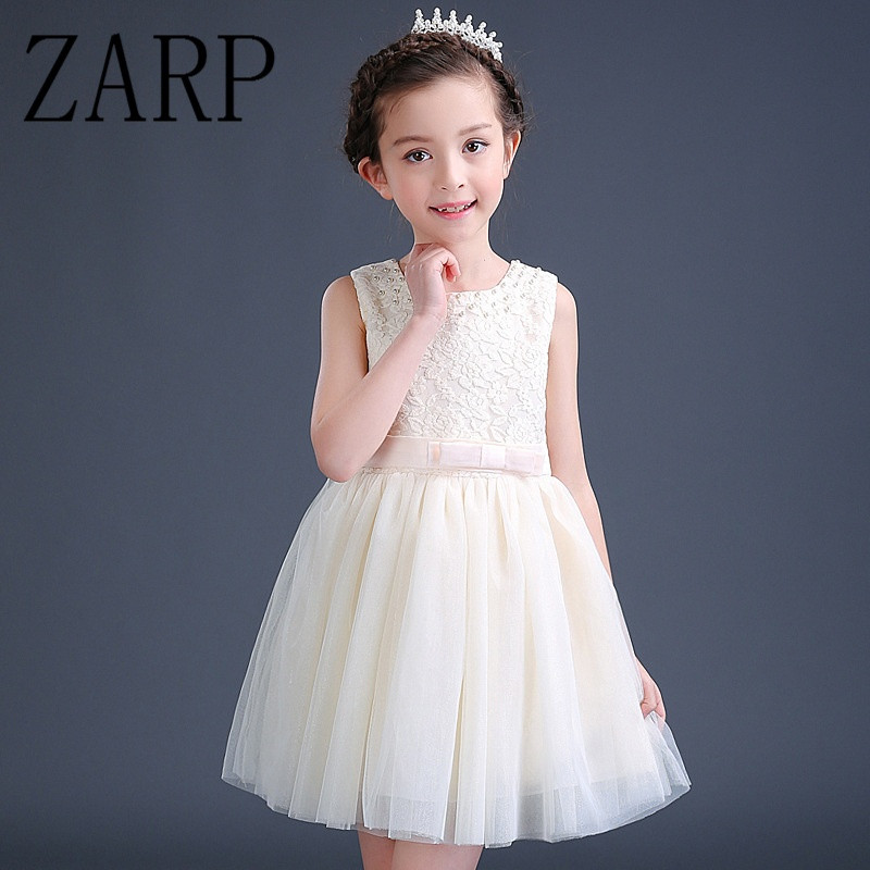 ZARP2017夏新款女童连衣裙六一儿童节钢琴演出礼服舞蹈表演红色公主裙 130CM 香槟色