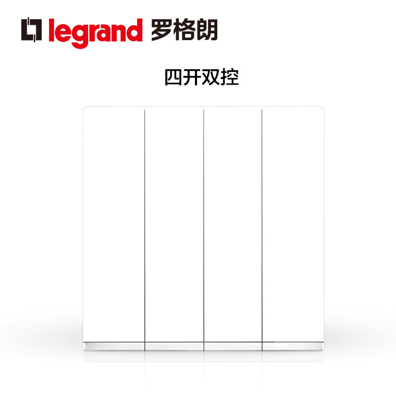 tcl罗格朗Legrand开关插座面板官方旗舰店逸景玉兰白5五孔二三插usb一开双控空调pc家用墙壁暗装86型多孔电源插 四开双控 逸景玉兰白